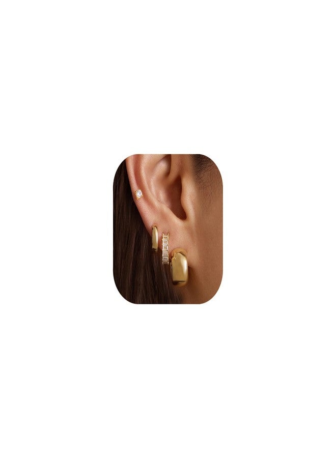 YOFECIO Small Gold Hoop Earrings for Women,Gold Huggie Hoop Earrings Hypoallergenic Trendy Dangle Cartilage Earring Sets for Multiple Piercing Lightweight Small Hoop Earrings Set for Women - Image 1
